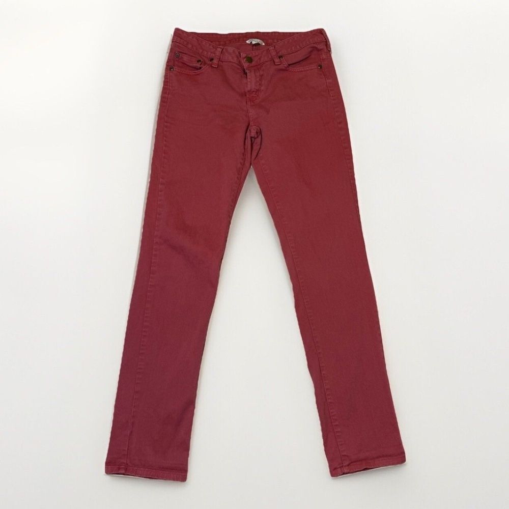 Garnet Hill Size 6 Red Denim Straight Leg Academia Preppy‎